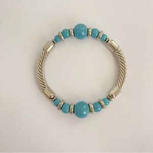 Turquoise Color & Silver Tone Bracelet